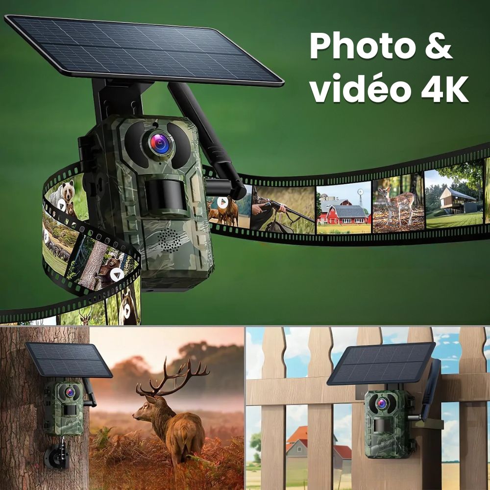Caméra De Chasse 4G + Panneau solaire + Application Mobile