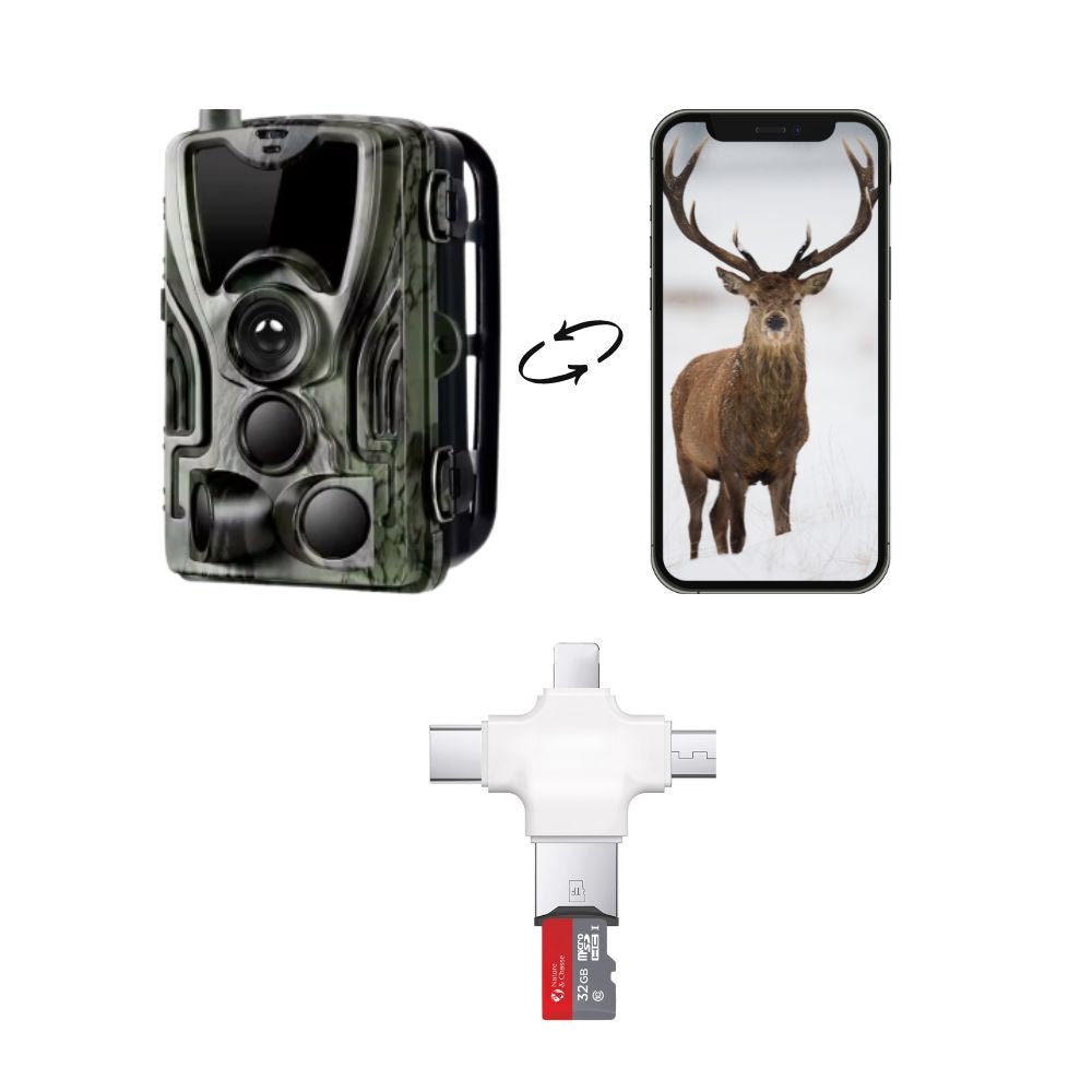 Lecteur 4 en 1 De Carte Micro SD Pour voir les photos et vidéos sur son Téléphone et Pc - Caméra Chasse